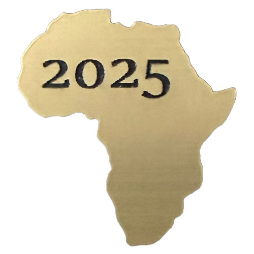 Laserkontur des afrikanischen Kontinent mit Jahreszahl 2025