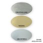 Preview: ovale Plaketten (40x24 mm) in Messing, Aluminium und ABS-Material