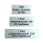 Preview: silberfarbige Pokalschilder mit Beispielgravuren