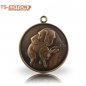Preview: Jagdmedaille TS-EDITION Motiv Jagdhund mit Hase in altbronze