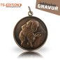Preview: Jagdmedaille TS-EDITION Motiv Jagdhund mit Hase in altbronze