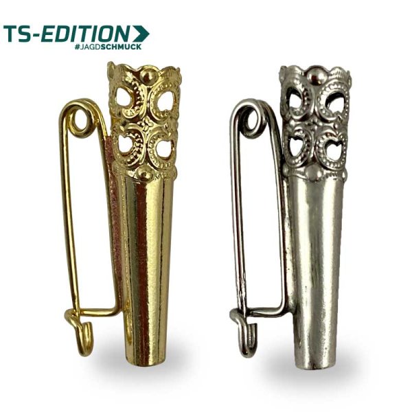 Federhülse mit Verzierung in silber- und goldfarben