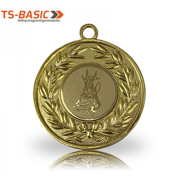 Medaille BASIC – Motiv Rehbock goldfarben