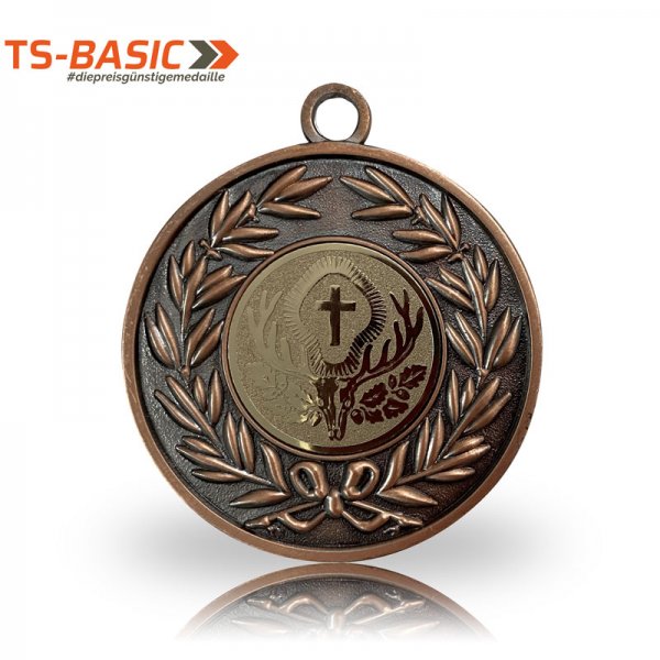 Medaille BASIC – Motiv Hubertushirsch bronzefarben