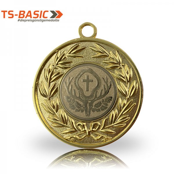 Medaille BASIC – Motiv Hubertushirsch goldfarben