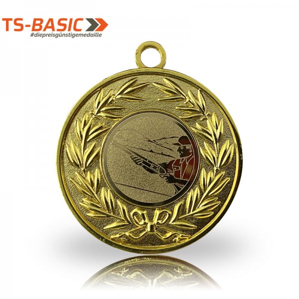 Medaille BASIC – Motiv Flinte goldfarben