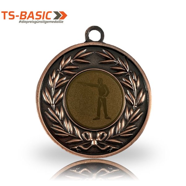 Preview: Medaille BASIC – Motiv Kurzwaffe bronzefarben