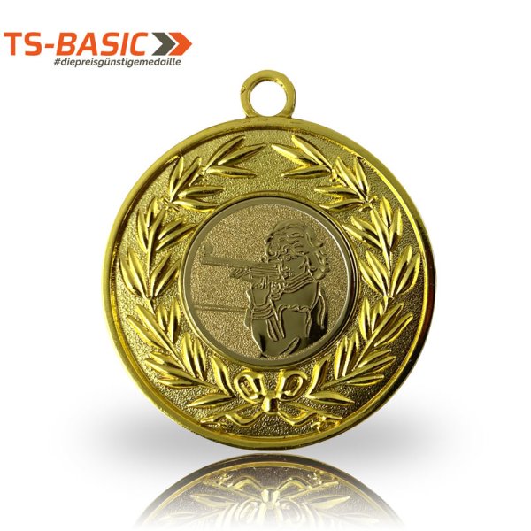 Medaille BASIC – Motiv Schützin goldfarben