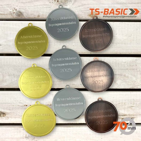 Medaille BASIC 70 mit Gravurbeispielen für Hegeringsmeisterschaften