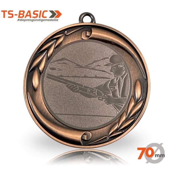 Medaille BASIC 70 – Motiv Flinte bronzefarben