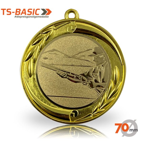 Medaille BASIC 70 – Motiv Flinte goldfarben