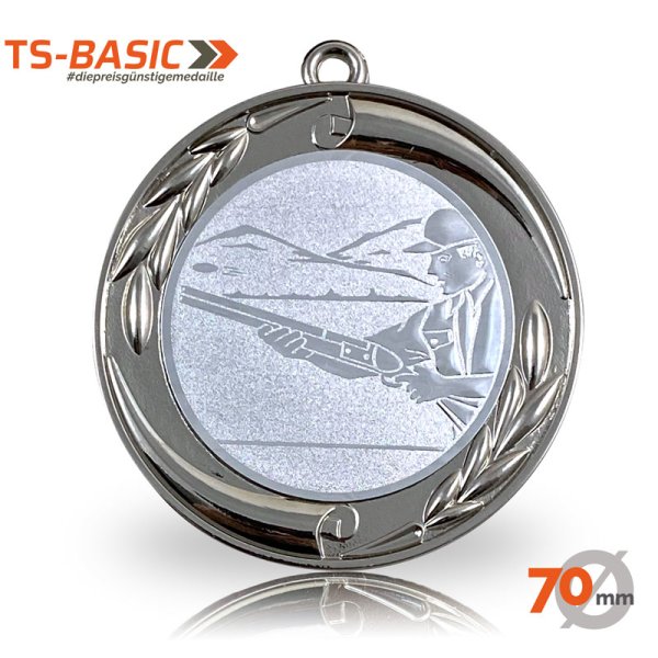 Medaille BASIC 70 – Motiv Flinte silberfarben