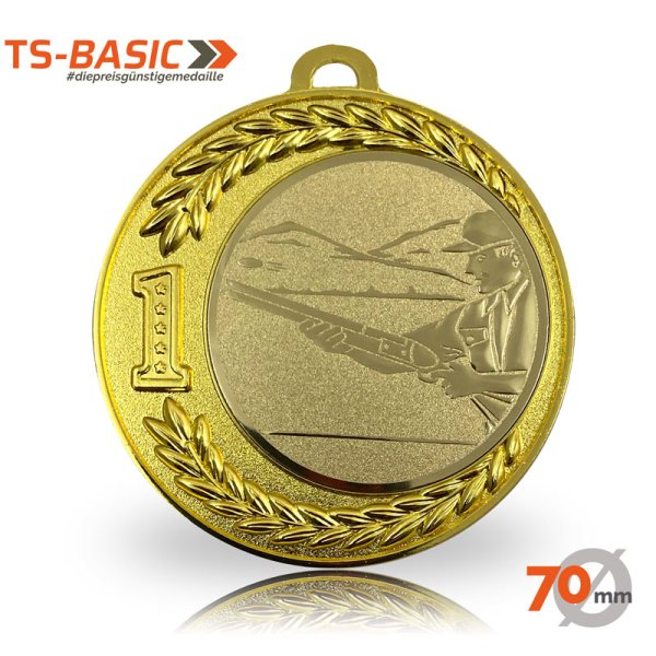 Medaille BASIC 70 – Motiv Flinte 1-2-3 goldfarben