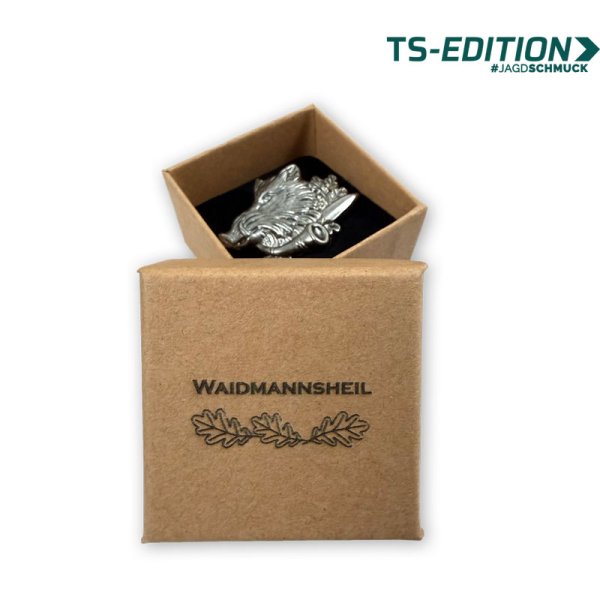 Preview: SCHMUCKBOX „Waidmannsheil“ mit Pin KEILERKOPF MIT SAUFEDER