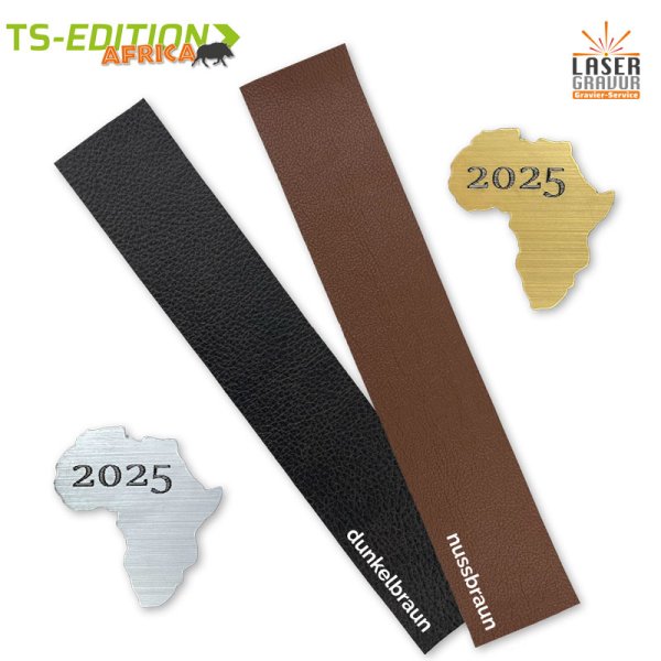Preview: Büffellederstreifen in dunkel- und nussbraun mit Laserkontur AFRIKA
