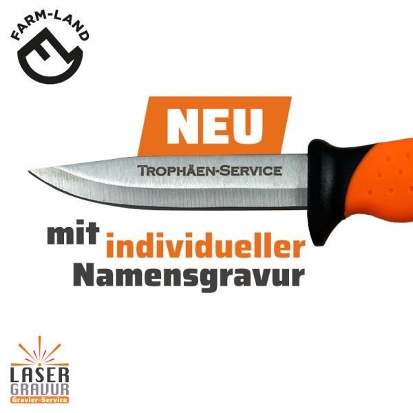FARM-LAND Jagdmesser orange mit lasergraviertem Schriftzug