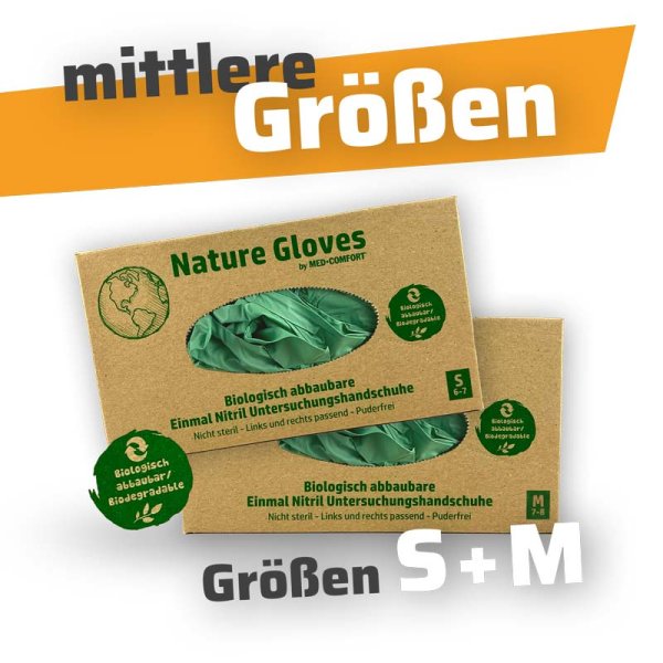 Nitril-Handschuhe NATURE mittlere Größen – Gr. S + M