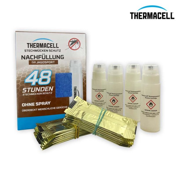 THERMACELL® Nachfüllpackung 48STD Jagd enthält 4 Gaspatronen und 12 Wirkstoffplättchen