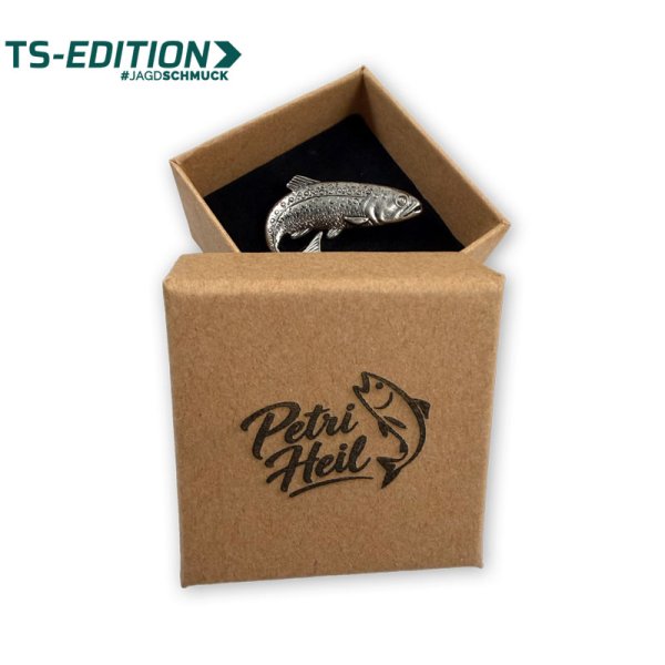SCHMUCKBOX „Petri Heil“ mit Pin FORELLE