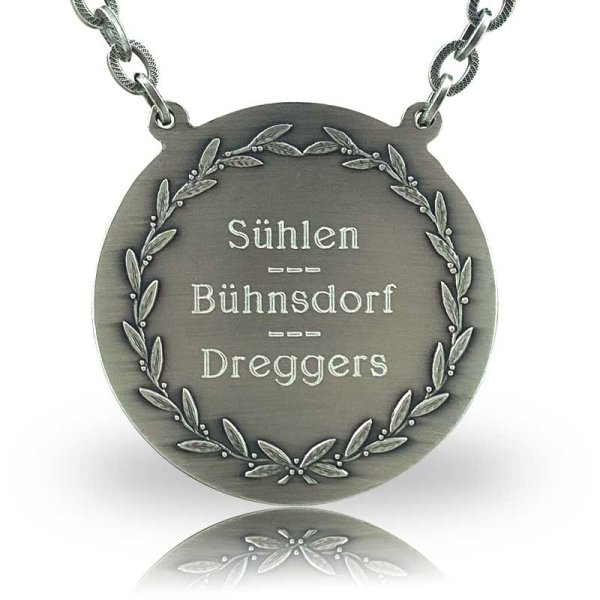 Beispiel-Rückseite Jagd-/Königskette in altsilber mit Gravur