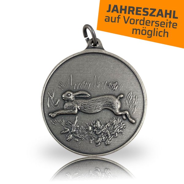Jagdmedaille Motiv HASE in altsilber