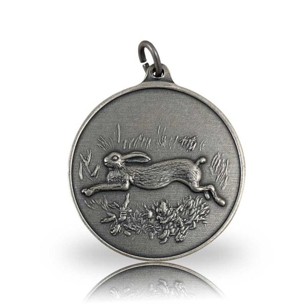 Jagdmedaille Motiv HASE in altsilber