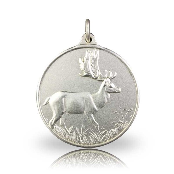 Jagdmedaille Motiv DAMHIRSCH versilbert