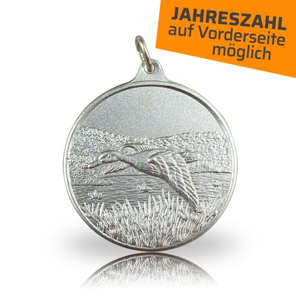 Jagdmedaille Motiv ENTE versilbert