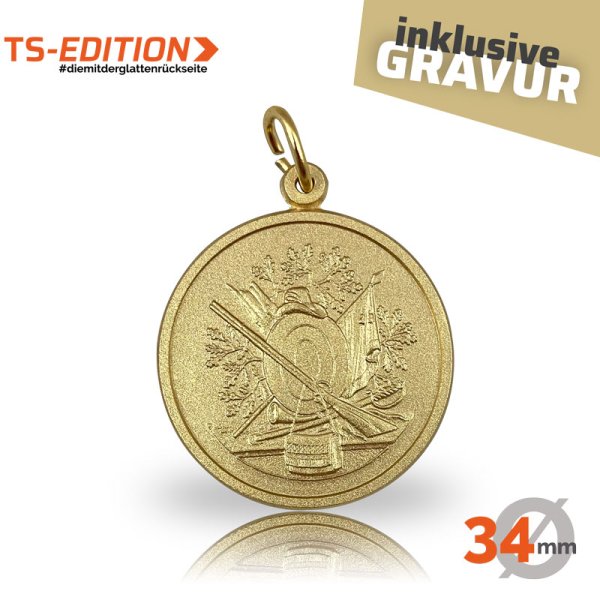 Preview: Jagdmedaille TS – BRAUCHTUM JAGD (34mm) Preview: Jagdmedaille TS-EDITION Motiv BRAUCHTUM JAGD (34 mm) goldfarbig
