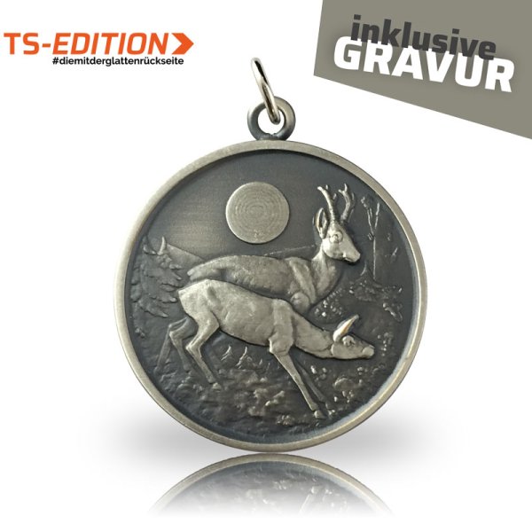 Jagdmedaille TS-EDITION Motiv Rehwild in altsilber