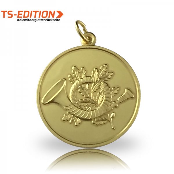 Jagdmedaille TS-EDITION Motiv Jagdhorn goldfarbig