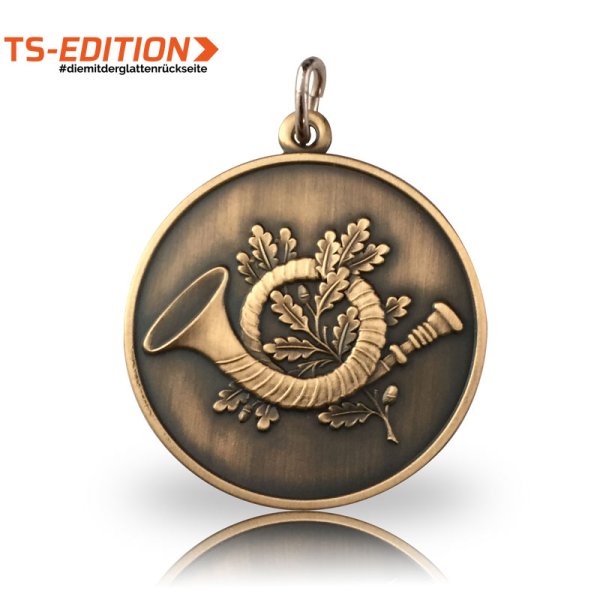 Jagdmedaille TS-EDITION Motiv Jagdhorn altbronzefarbig