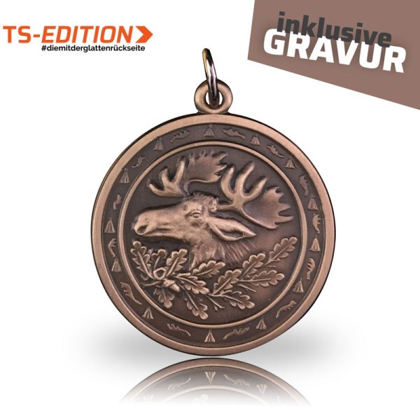 Jagdmedaille TS-EDITION Motiv ELCH altbronzefarbig