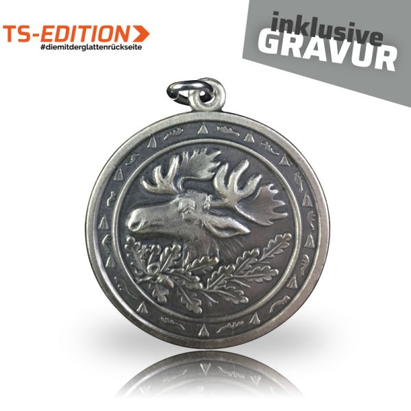 Jagdmedaille TS-EDITION Motiv ELCH altsilberfarbig