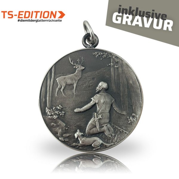 Preview: Jagdmedaille TS – SANKT HUBERTUS Preview: Jagdmedaille Motiv SANKT HUBERTUS in altsilber