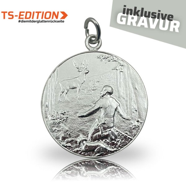 Preview: Jagdmedaille TS – SANKT HUBERTUS Preview: Jagdmedaille Motiv SANKT HUBERTUS in versilbert