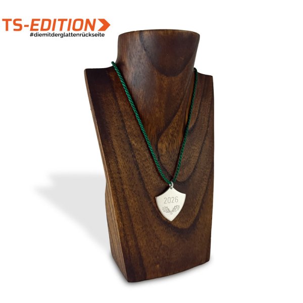 Preview: Medaille TS – WAPPEN Eichenlaub (klein) mit grüner Kordel