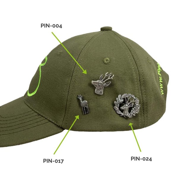 Preview: Pins/Anstecker mit Rehbock-Motiv im Größenvergleich