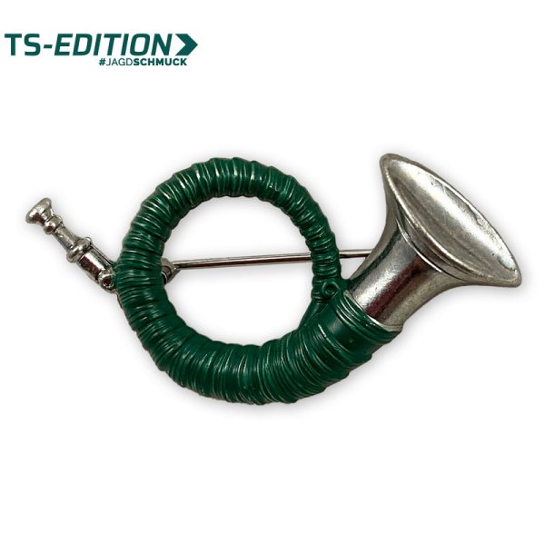 Preview: Anstecker JAGDHORN in silber/grün