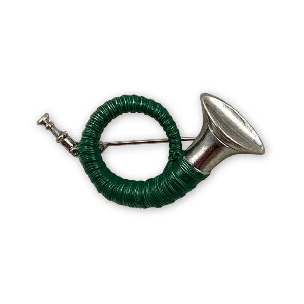 Anstecker KLEINES JAGDHORN in silber/grün