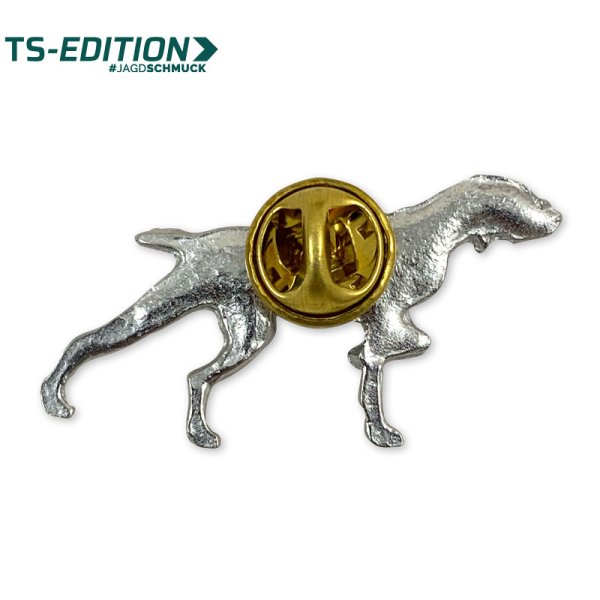 Preview: Pin/Anstecker DEUTSCH KURZHAAR/MAGYAR VIZSLA – Rückansicht mit Butterfly-Verschluss