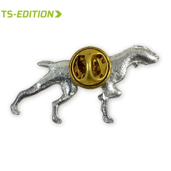 Preview: Pin/Anstecker DEUTSCH KURZHAAR/MAGYAR VIZSLA – Rückansicht mit Butterfly-Verschluss