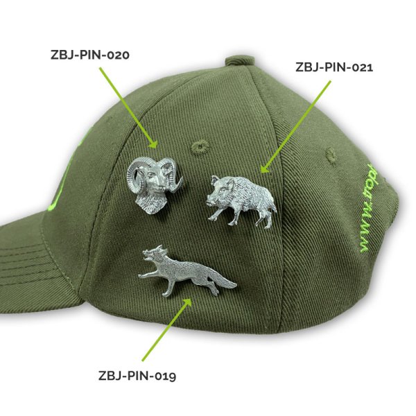 Pins/Anstecker Keiler, Fuchs und Muffel am Cap