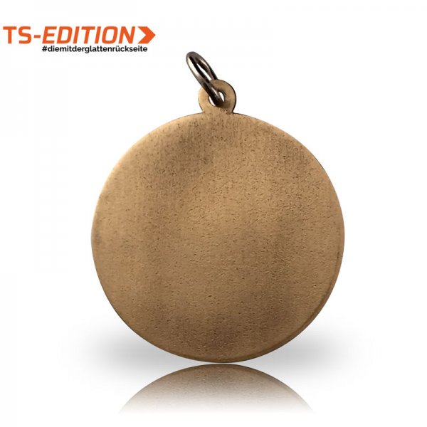 Beispiel-Rückseite Jagdmedaille mit glatter Rückseite altbronzefarbig