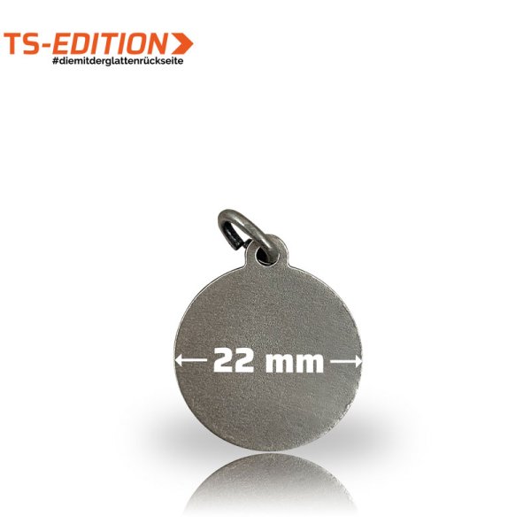 Beispiel-Rückseite Jagdmedaille (22 mm) mit glatter Rückseite in altsilber