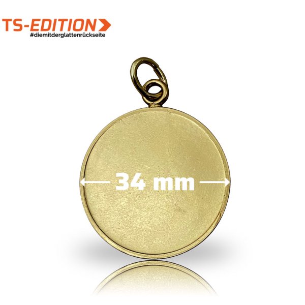 Beispiel-Rückseite Jagdmedaille mit glatter Rückseite in 34mm