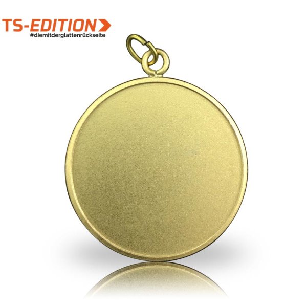 Beispiel-Rückseite Jagdmedaille mit glatter Rückseite goldfarbig