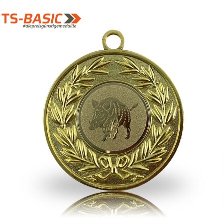 Medaille BASIC – Motiv Keiler goldfarben