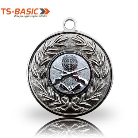 Medaille BASIC – Motiv Jagdliches Schießen silberfarben