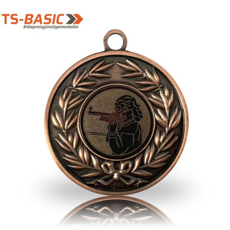 Medaille BASIC – Motiv Schützin bronzefarben